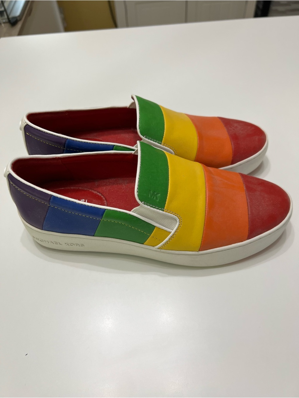 Michael Kors Rainbow Pride Leather Slip-On Sneakers